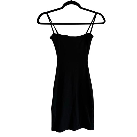NAKED WARDROBE NWT $54 Black Ribbed Slit Mini Dress Size XS - Picture 3 of 7